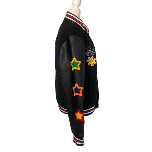 Bleecker & Mercer Jacket Men’s Medium Black Embroidered Varsity Streetwear - Picture 4 of 14